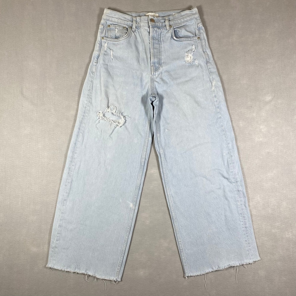Rails The Getty Crop High Rise Wide Leg Distressed Jeans Light Wash 28 Baggy 90s